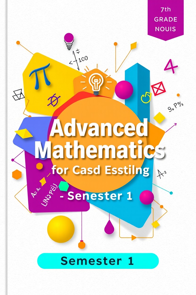 Eye-Catching Book Cover Design for Advanced Mathematics - 7th Grade