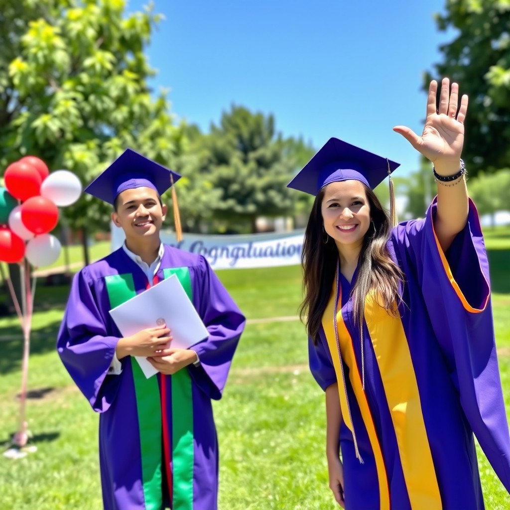 Celebrate Graduation with Joy: Vibrant Outdoor Scene