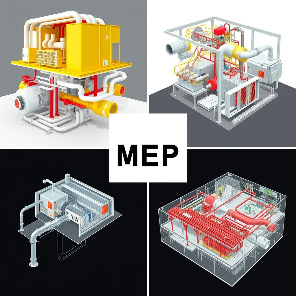 A collection of high-quality images showcasing Revit MEP models