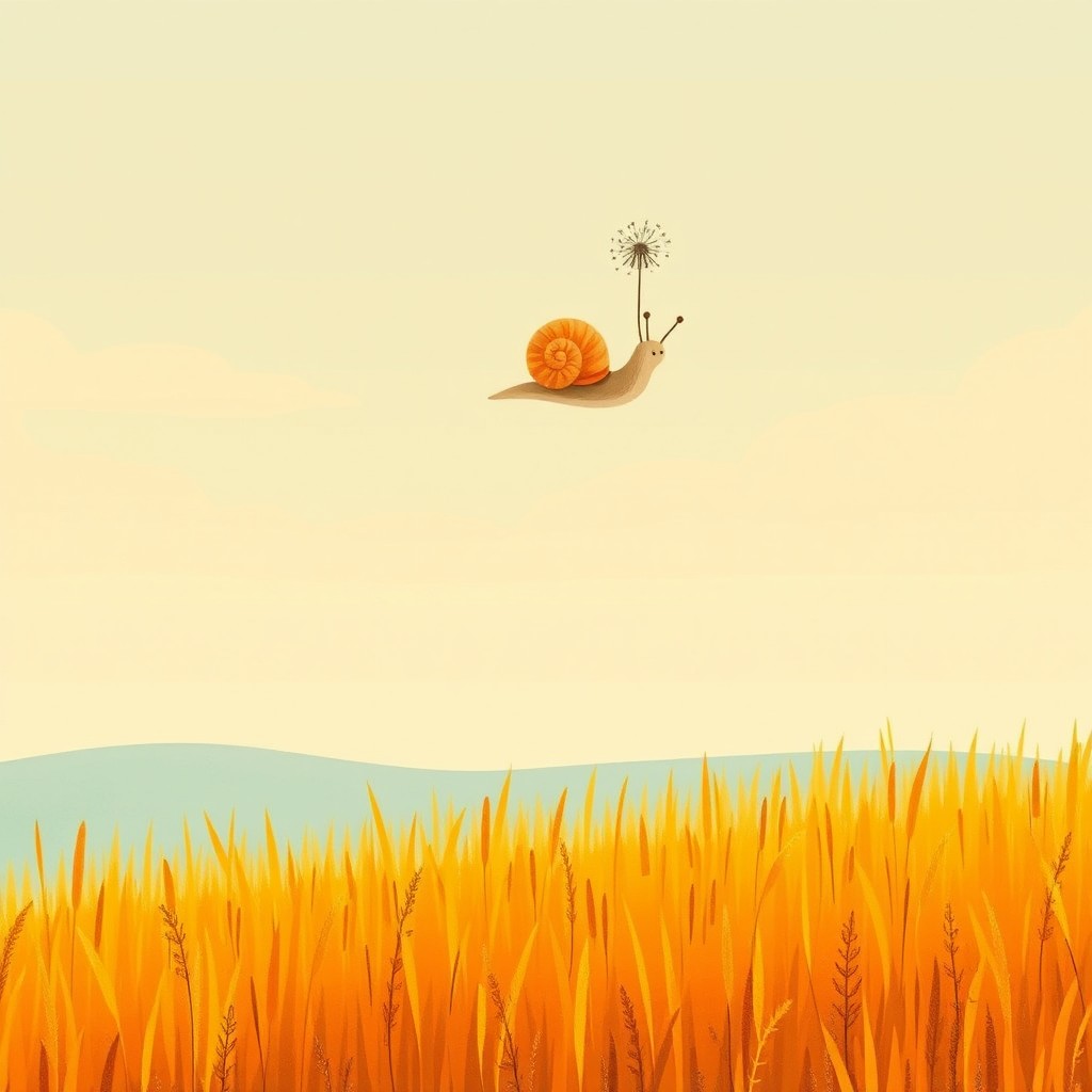 A picturesque autumn scene showcasing a distant grassland filled with warm hues of orange and yellow