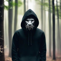 A mysterious man, face masked in black and donned in a hoodie with silver lion stripes, darting through the forest at light speed.