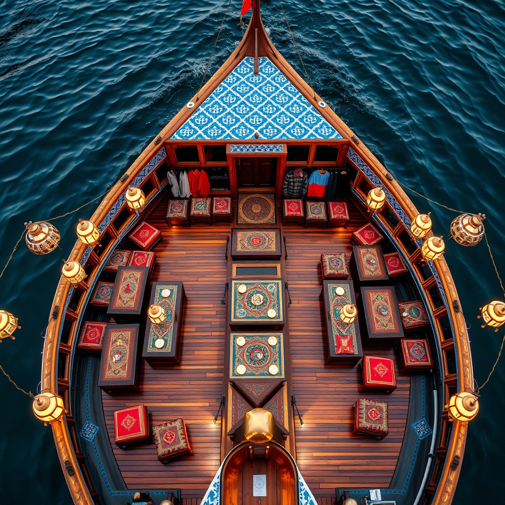 Enchanting Aerial View of a Traditional Boushehri Lenj Boat as a ...