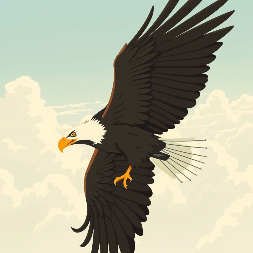 A fierce eagle soaring high in the sky, capturing the essence of strength and majesty