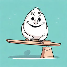 An illustration of Archimedes sitting on one side of a seesaw, Planet Earth on the other, elevated side. The fulcrum, located at the middle bottom of the seesaw, is whimsically shaped like a child's smile.