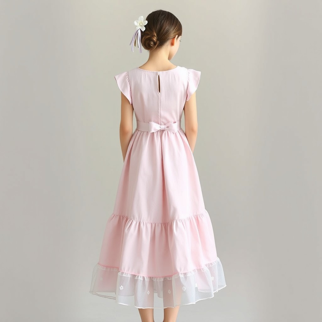 An elegant A-line knee-length dress designed with a lightweight cotton-linen blend fabric ideal for comfort and breathability