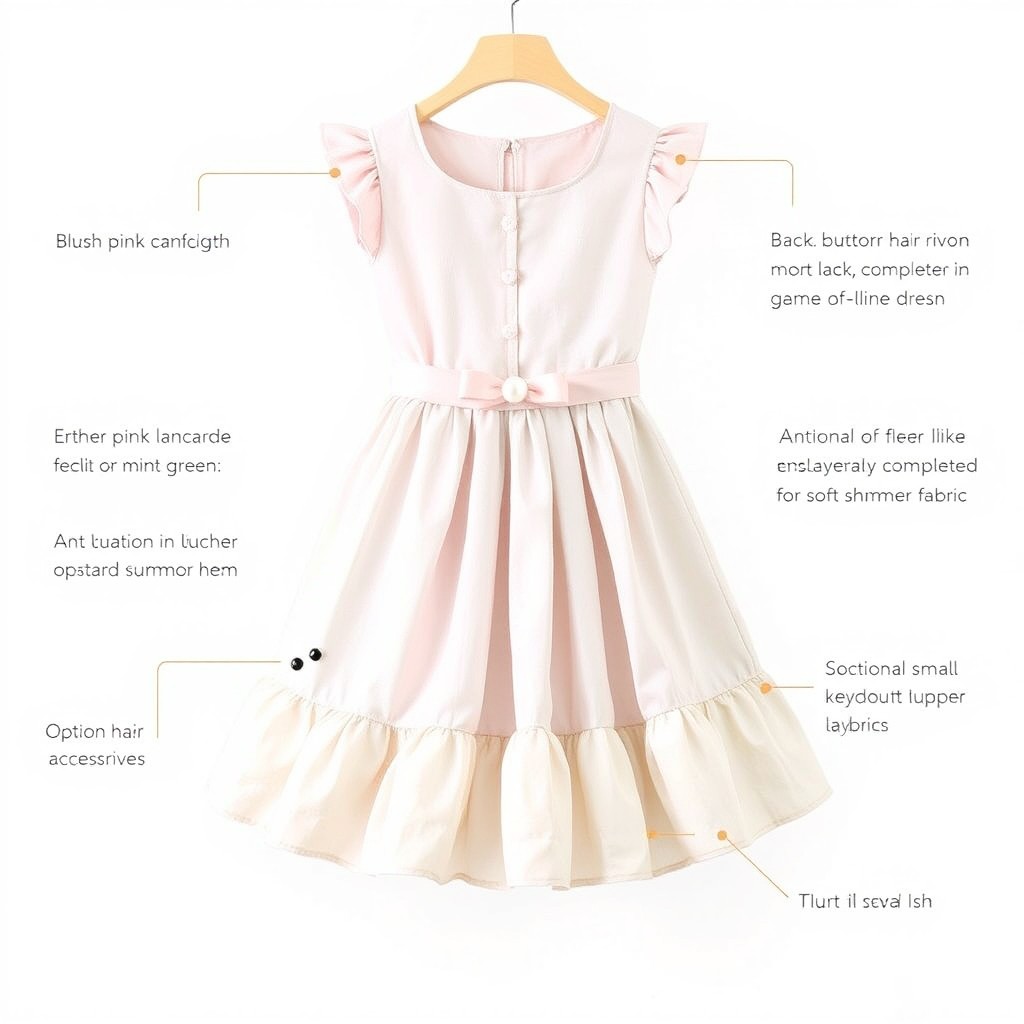 A charming A-line knee-length dress named "Petal Breeze" designed with a lightweight cotton-linen blend for optimal comfort and breathability