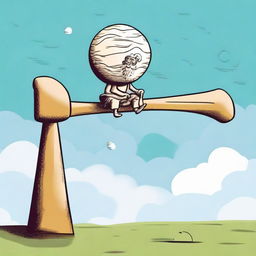 Picture Archimedes on the lowered left side of a seesaw, with Planet Earth on the elevated right side. Fun twist: the fulcrum, located at the middle-bottom of the seesaw, is artistically shaped like a cluster of babies.