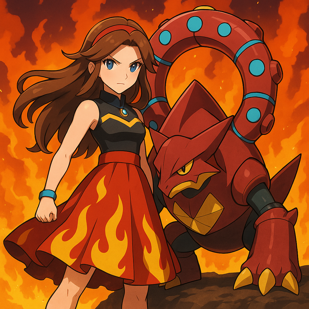 Volcanion stand to the right side