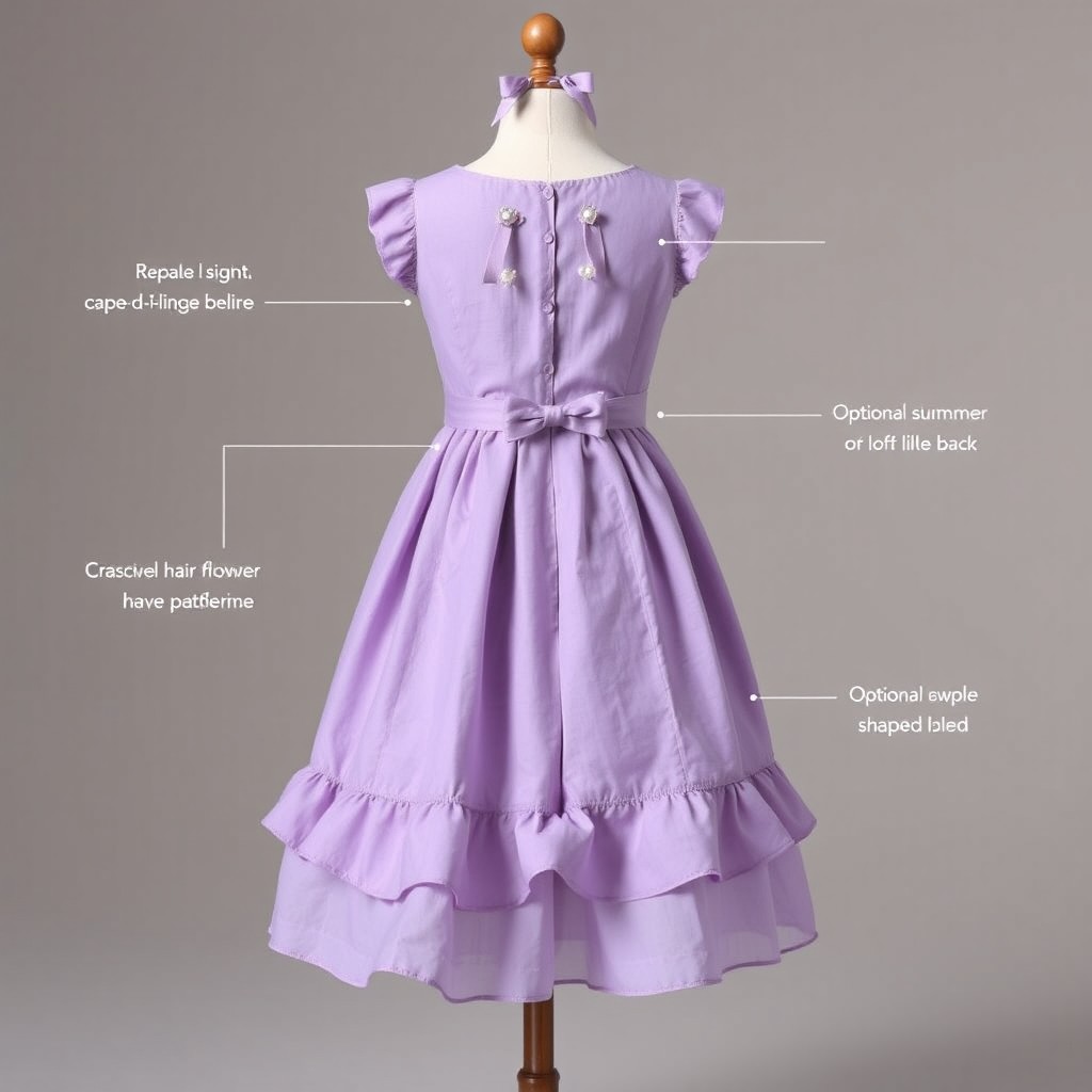A graceful A-line knee-length dress titled "Petal Breeze," designed in a beautiful purple hue, made from a lightweight cotton-linen blend to ensure comfort and breathability