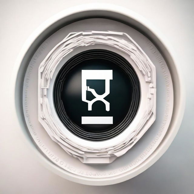 A 3D camera lens with the words 'FOCO NO PIXEL' in the center. Around the words, there is a pixelation effect transitioning into a clear image.