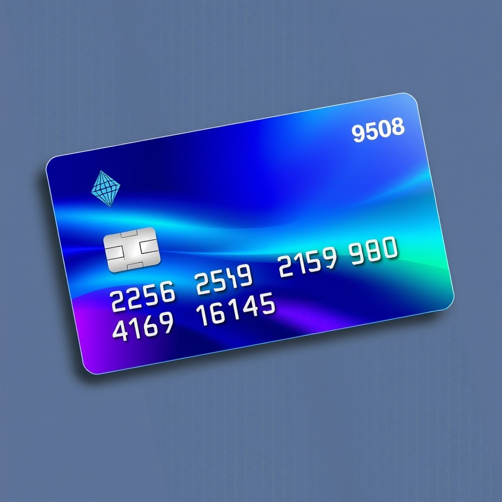A realistic debit card design featuring the numbers 4169 1614 2256 9508 prominently displayed on the front
