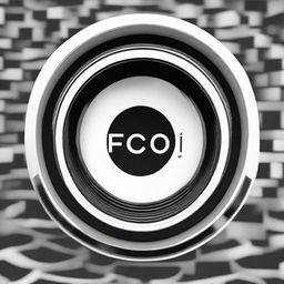 A 3D camera lens with the words 'FOCO NO PIXEL' in the center. Around the words, there is a pixelation effect transitioning into a clear image.