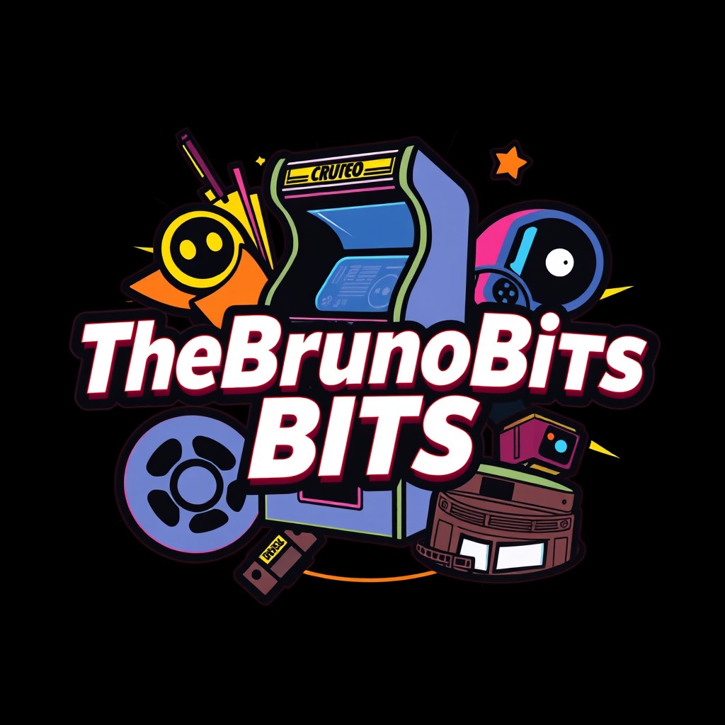 Design a logo for the YouTube channel "TheBrunoBits", which focuses on retro gaming, advertising, and films from the 80s and 90s