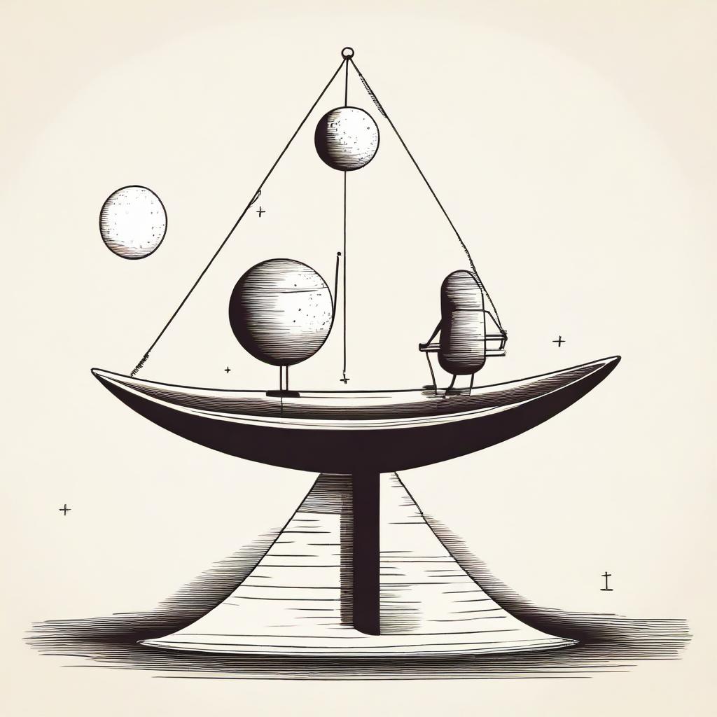 On a seesaw, Archimedes is on the left side and Planet Earth is on the right. The fulcrum, situated at the middle-bottom of the seesaw, creatively takes the form of a pyramid made of babies.