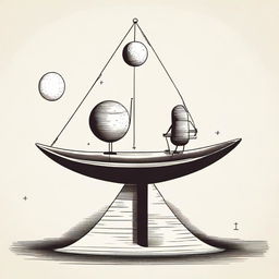 On a seesaw, Archimedes is on the left side and Planet Earth is on the right. The fulcrum, situated at the middle-bottom of the seesaw, creatively takes the form of a pyramid made of babies.