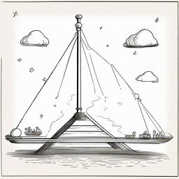 On a seesaw, Archimedes is on the left side and Planet Earth is on the right. The fulcrum, situated at the middle-bottom of the seesaw, creatively takes the form of a pyramid made of babies.