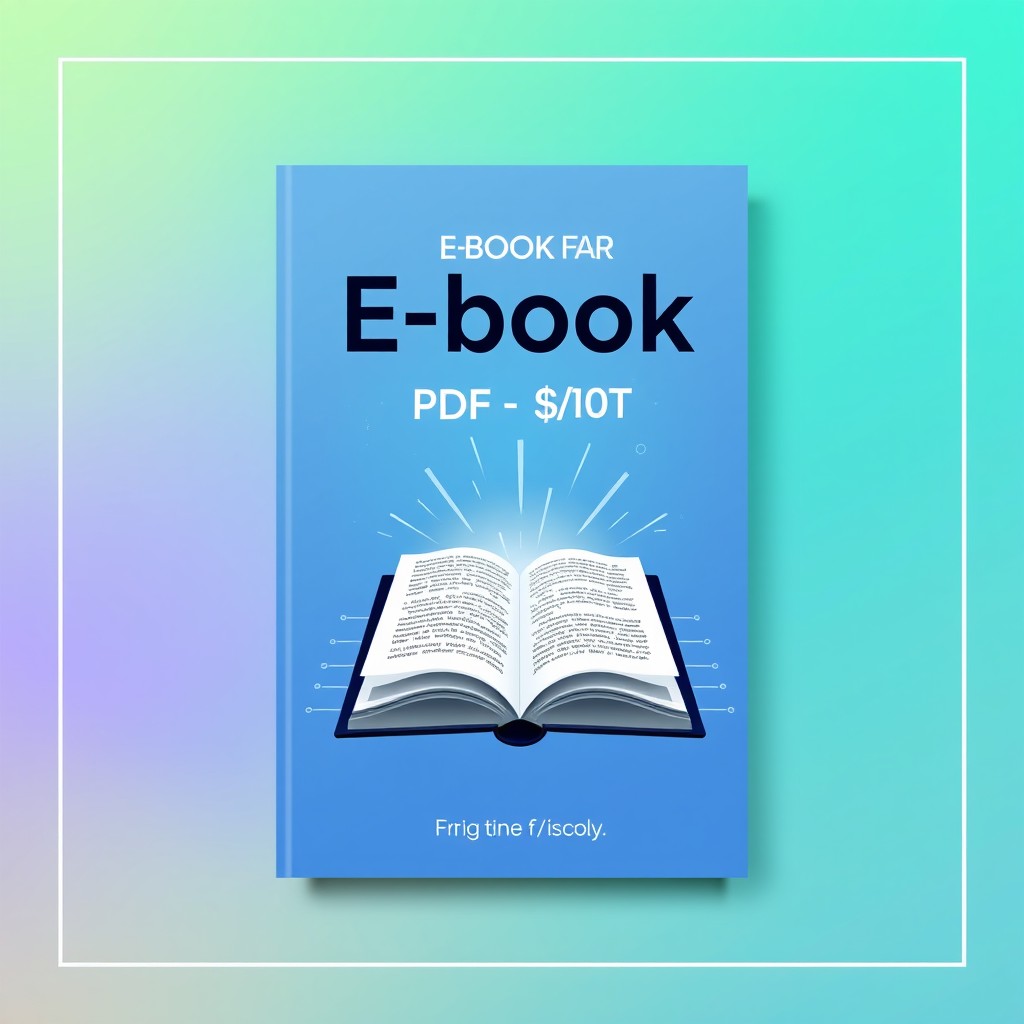 A modern, stylish e-book cover design featuring the title "E-book PDF for 3€ or $ / USDT"