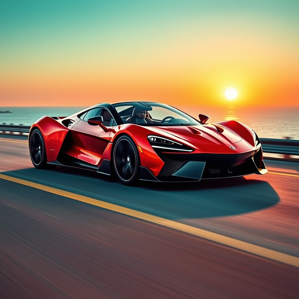 A stunning super sports car designed for two passengers, showcasing an exquisite blend of aggressive styling and aerodynamic efficiency