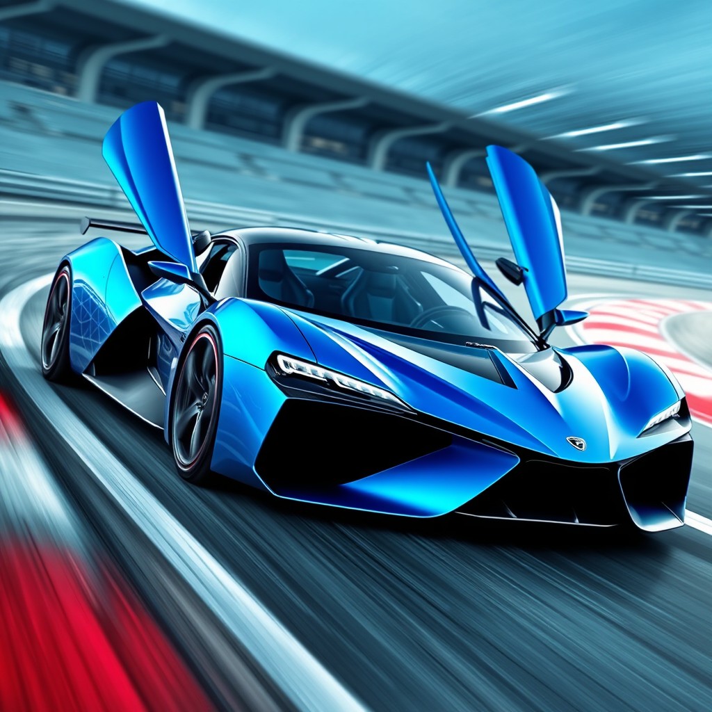 A unique super sports car designed for two passengers that stands apart from traditional designs like Bugatti, Lamborghini, or Ferrari