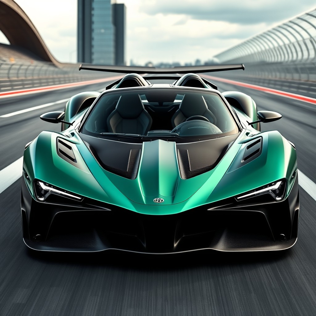 A distinctive super sports car designed for two passengers, featuring a bold and unconventional design that sets it apart from traditional brands like Bugatti, Lamborghini, and Ferrari