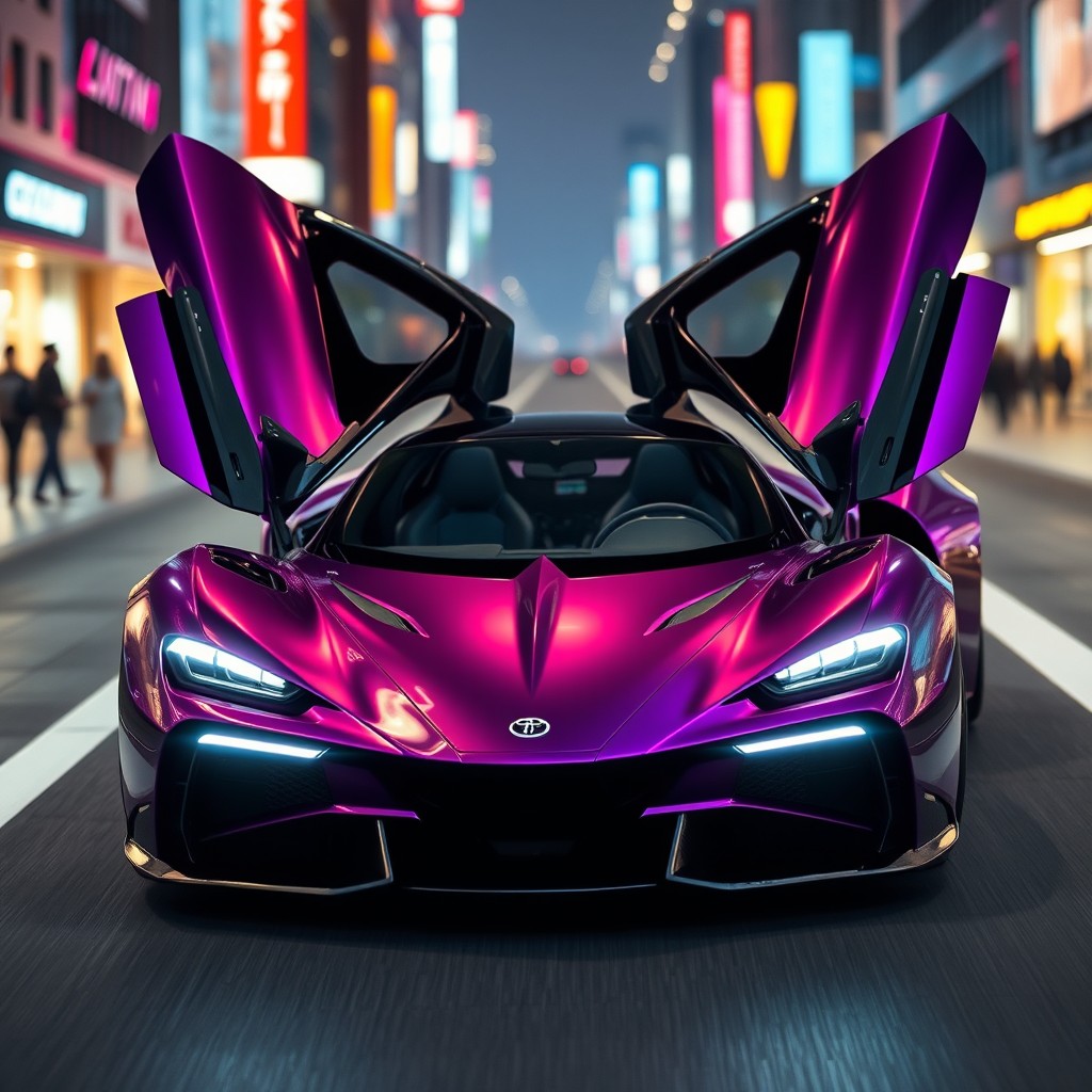 A futuristic super sports car specifically designed for two passengers, markedly different from brands like Bugatti, Lamborghini, and Ferrari