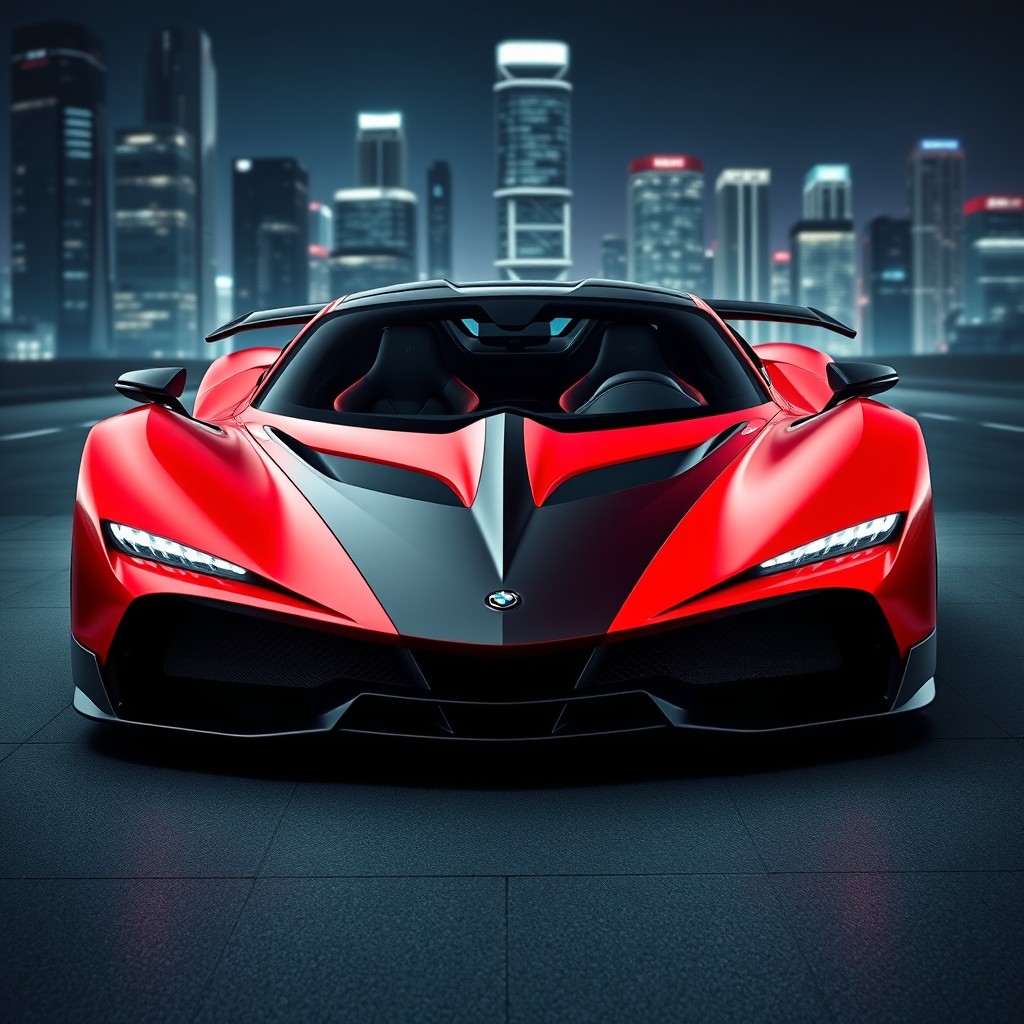 A futuristic super sports car designed exclusively for two passengers, featuring a unique and striking design that stands apart from traditional brands such as Bugatti, Lamborghini, and Ferrari