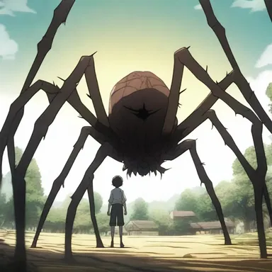 In the anime, the main character overcomes their arachnophobia by bravely facing a giant spider.
