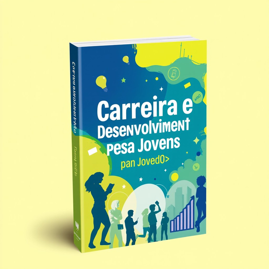 A vibrant and engaging eBook cover design titled "Carreira e Desenvolvimento Pessoal para Jovens"