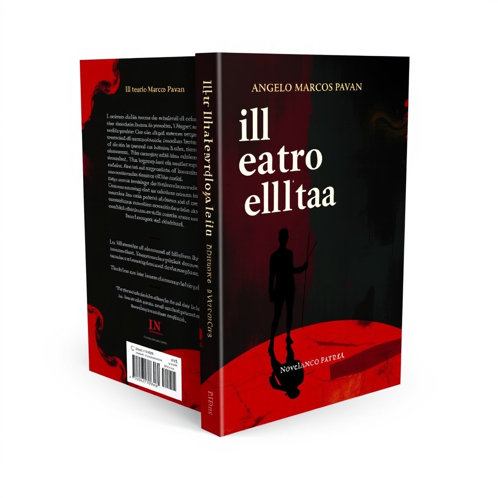 A striking and unique book cover design for the poetry collection titled "Ill teatro della vita" by author "Angelo Marcos Pavan", published by "Novelo Editorial"