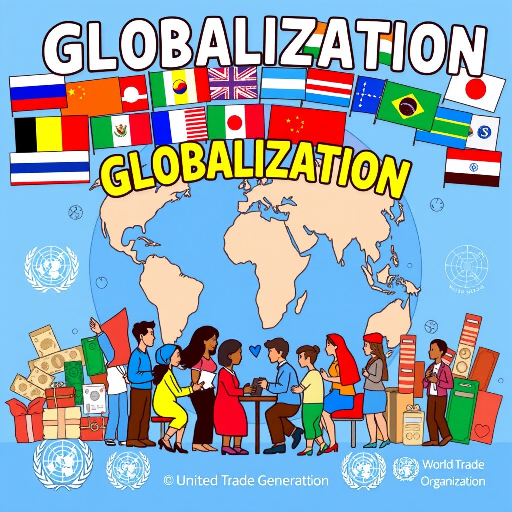 A bright and inviting poster showcasing the theme of globalization for the next generation