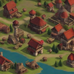 Create an avatar in the unique style of the game 'Forge of Empires', including medieval-inspired clothing, intricate detailing and immersive backgrounds.