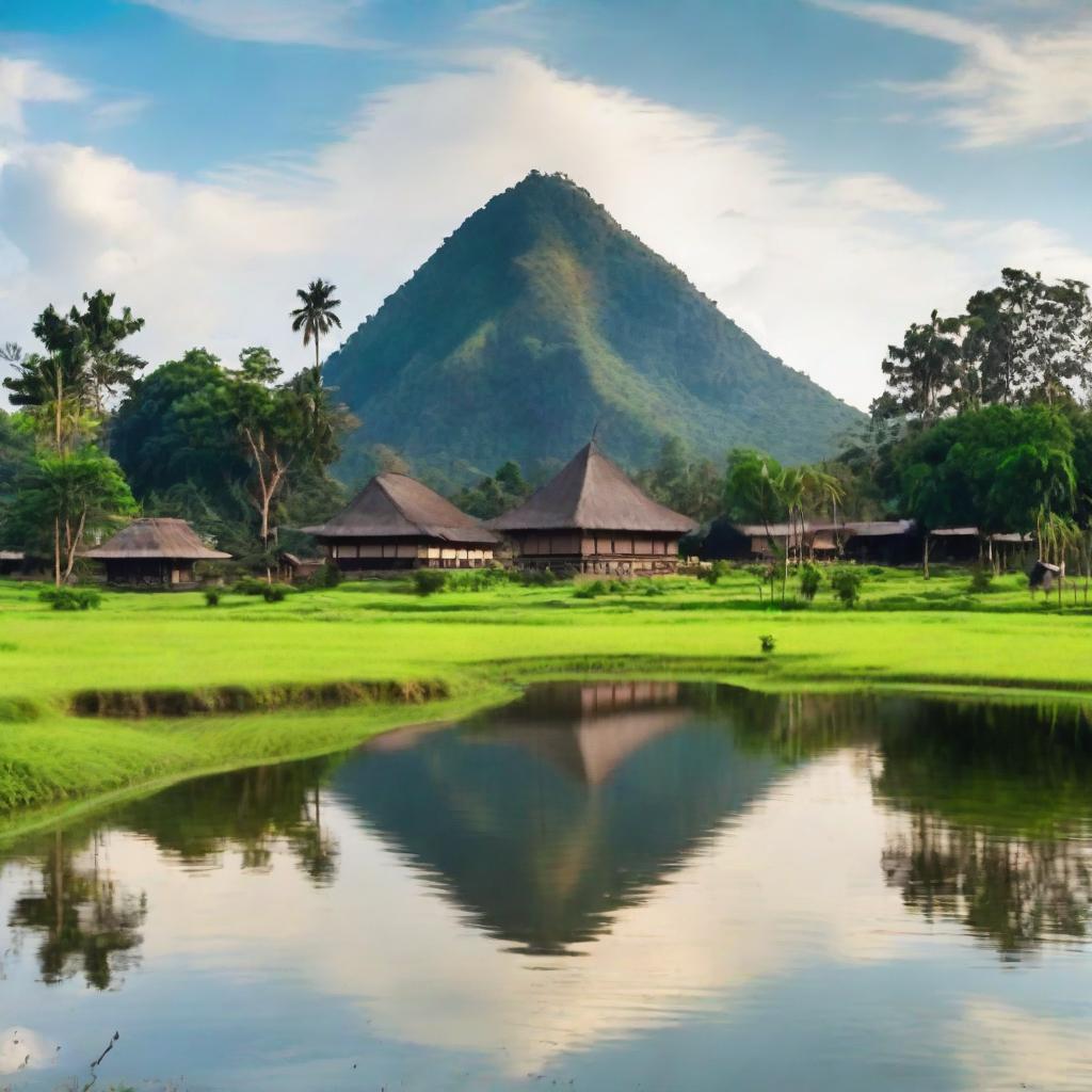 Beautiful landscape of Kudus region in Indonesia featuring dominant geographical features, architecture and lifestyle