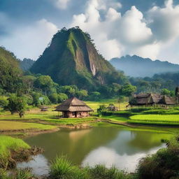 Beautiful landscape of Kudus region in Indonesia featuring dominant geographical features, architecture and lifestyle