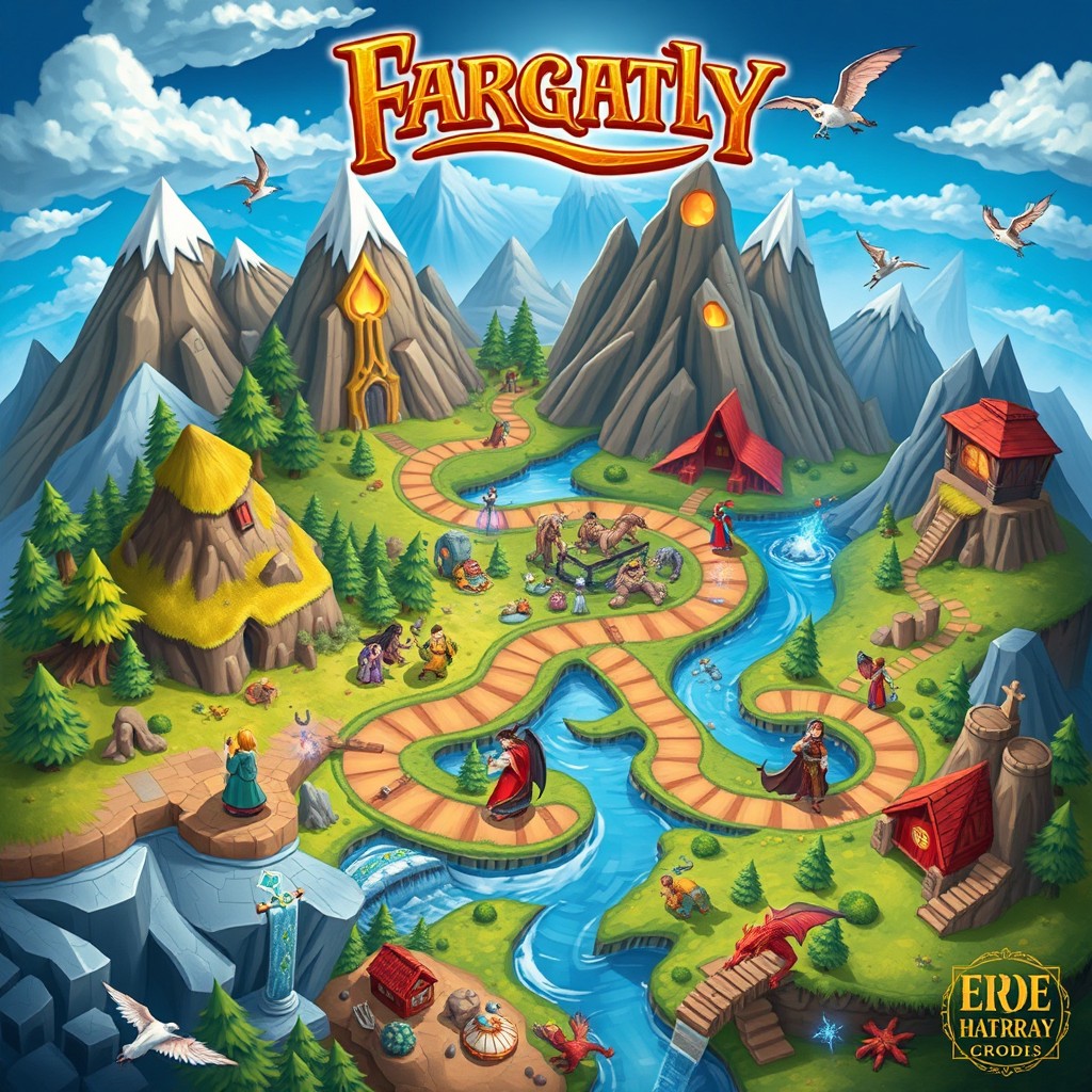 Create an imaginative and engaging board game design that incorporates elements of strategy, adventure, and cooperation among players