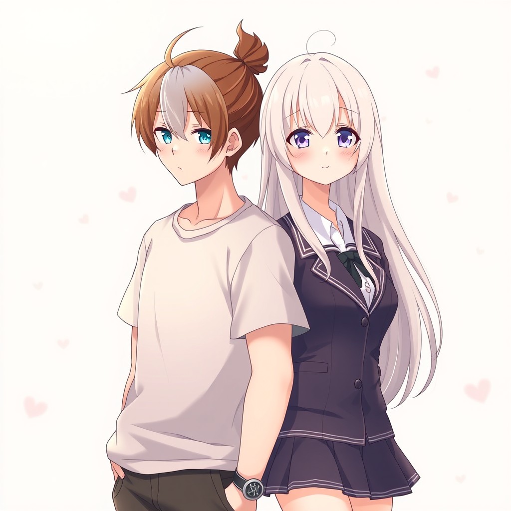 Anime-style illustration of two characters standing side by side