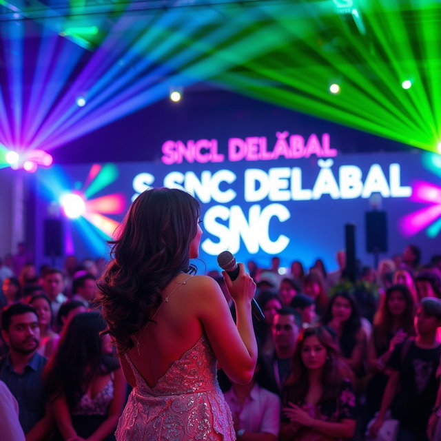 A beautifully lit scene filled with vibrant lights, showcasing a crowd of people watching in admiration