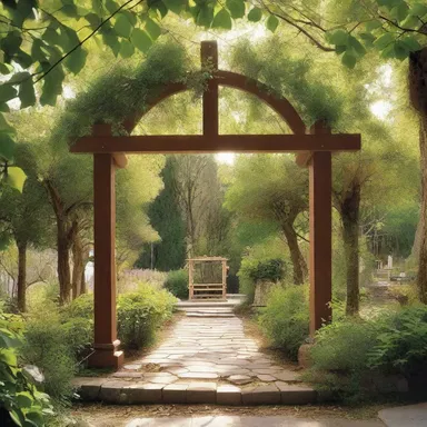 In the church garden, the arbor serves as a place for worshippers to pray and reflect.