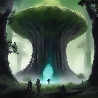 In the science fiction novel, the characters discover a secret arbor hidden in the depths of an alien planet, with towering trees unlike anything seen on Earth.