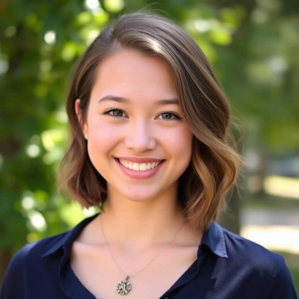 A stunning profile picture featuring a confident young adult with a warm smile