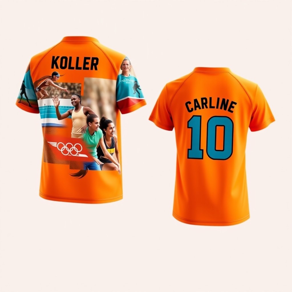 A pair of complementary sports shirts designed in bright orange