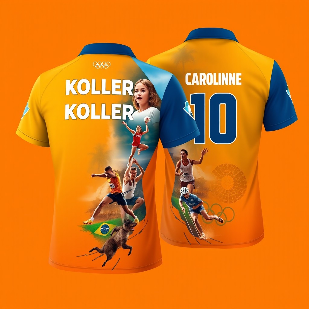 Design of two shirts that match each other; one shirt showing the front and the other the back