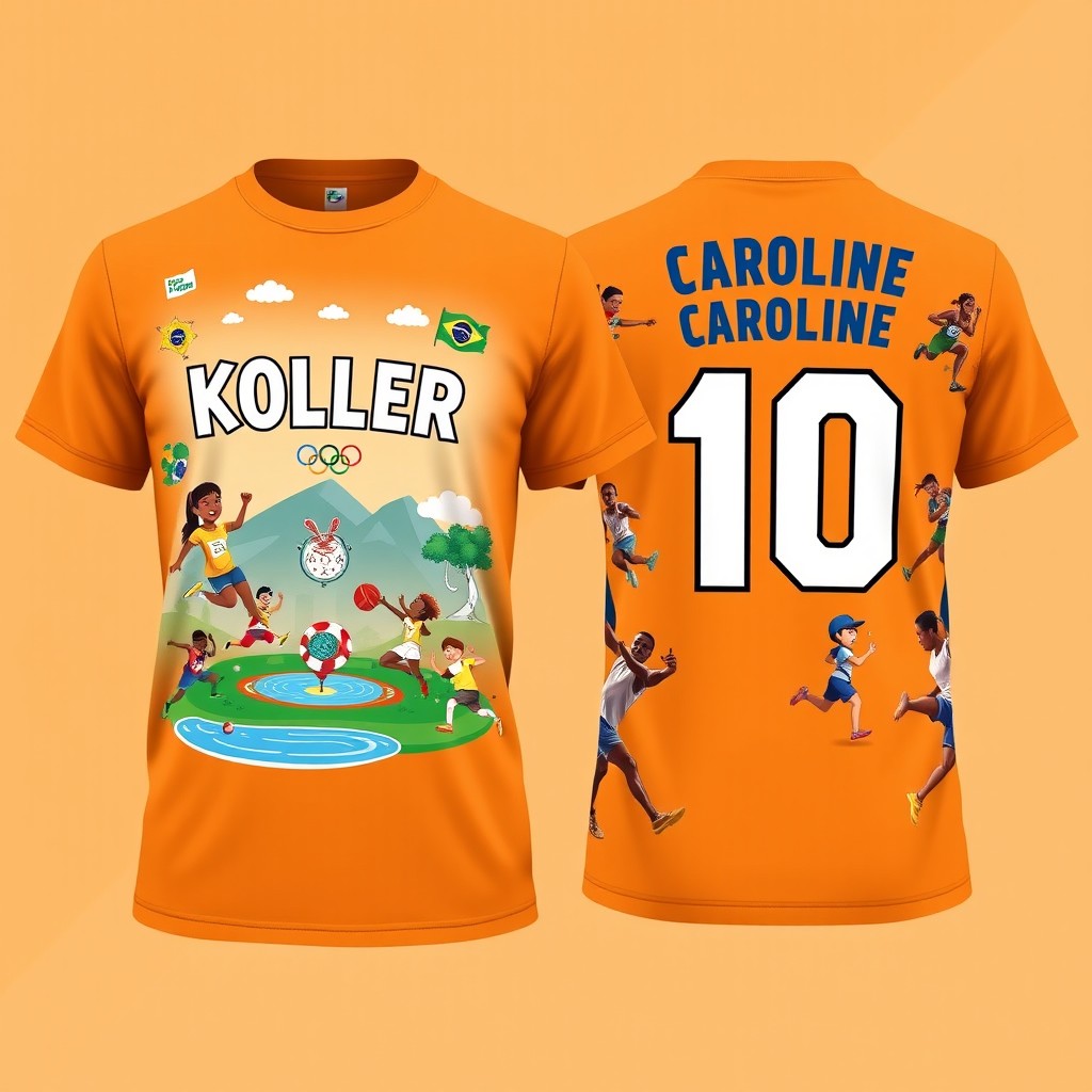 A pair of connected t-shirts that combine a front and back design