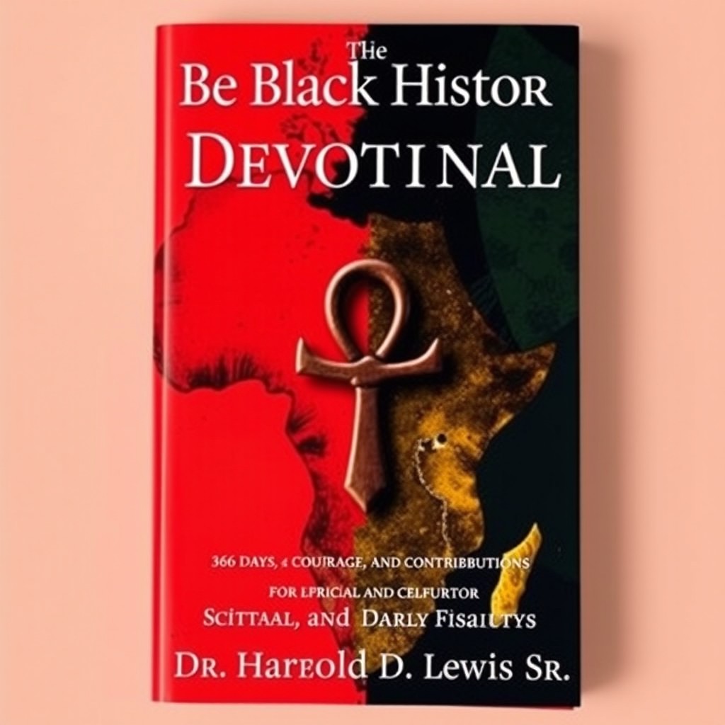 A striking book cover for "The Black History Devotional: 366 Days of Culture, Courage, and Contributions" by Dr