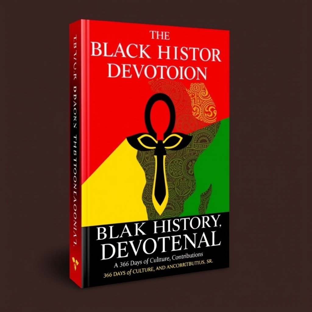 A vibrant and engaging book cover for 'The Black History Devotional: 366 Days of Culture, Courage, and Contributions' by Dr