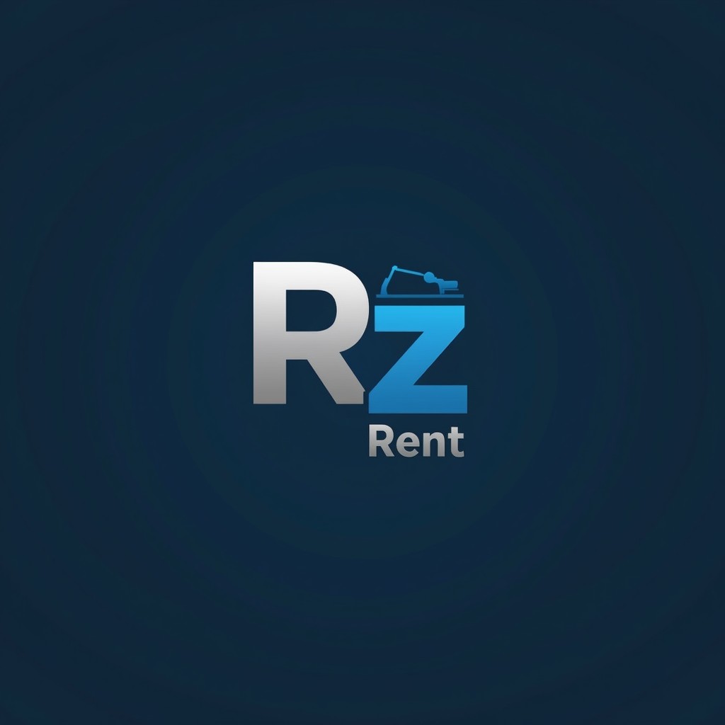 A minimalist and iconic logo design for 'Rz Rent', a utility rental company catering to transportation professionals
