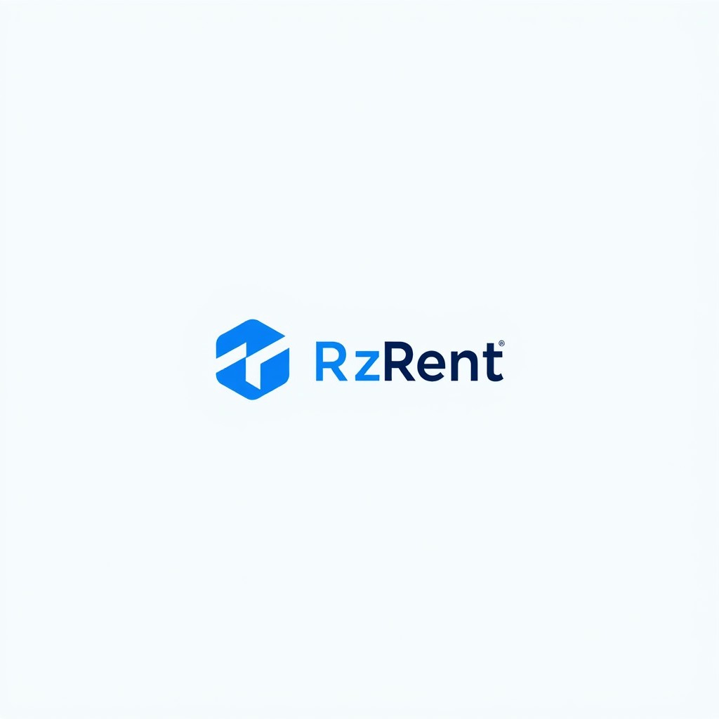 Five minimalist and iconic logo design concepts for 'Rz Rent', a utility rental company specializing in parcel delivery
