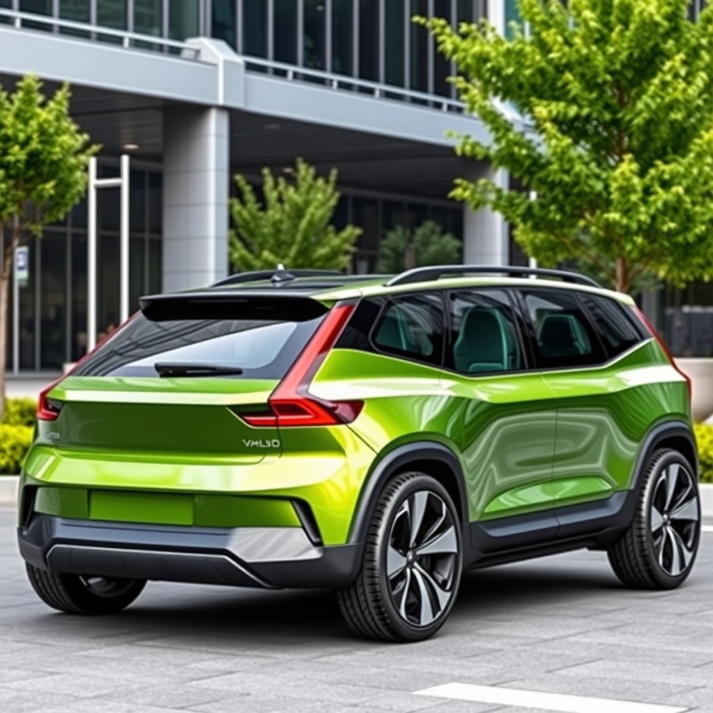 A futuristic Volvo Jakob model from the year 2025, resembling a stylish and innovative crossover vehicle