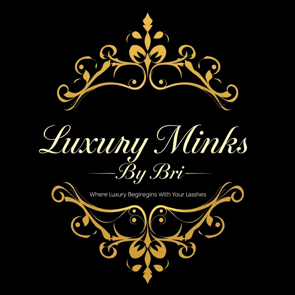 A luxurious and elegant logo design featuring the name 'Luxury Minks By Brii' in a sophisticated and stylish font