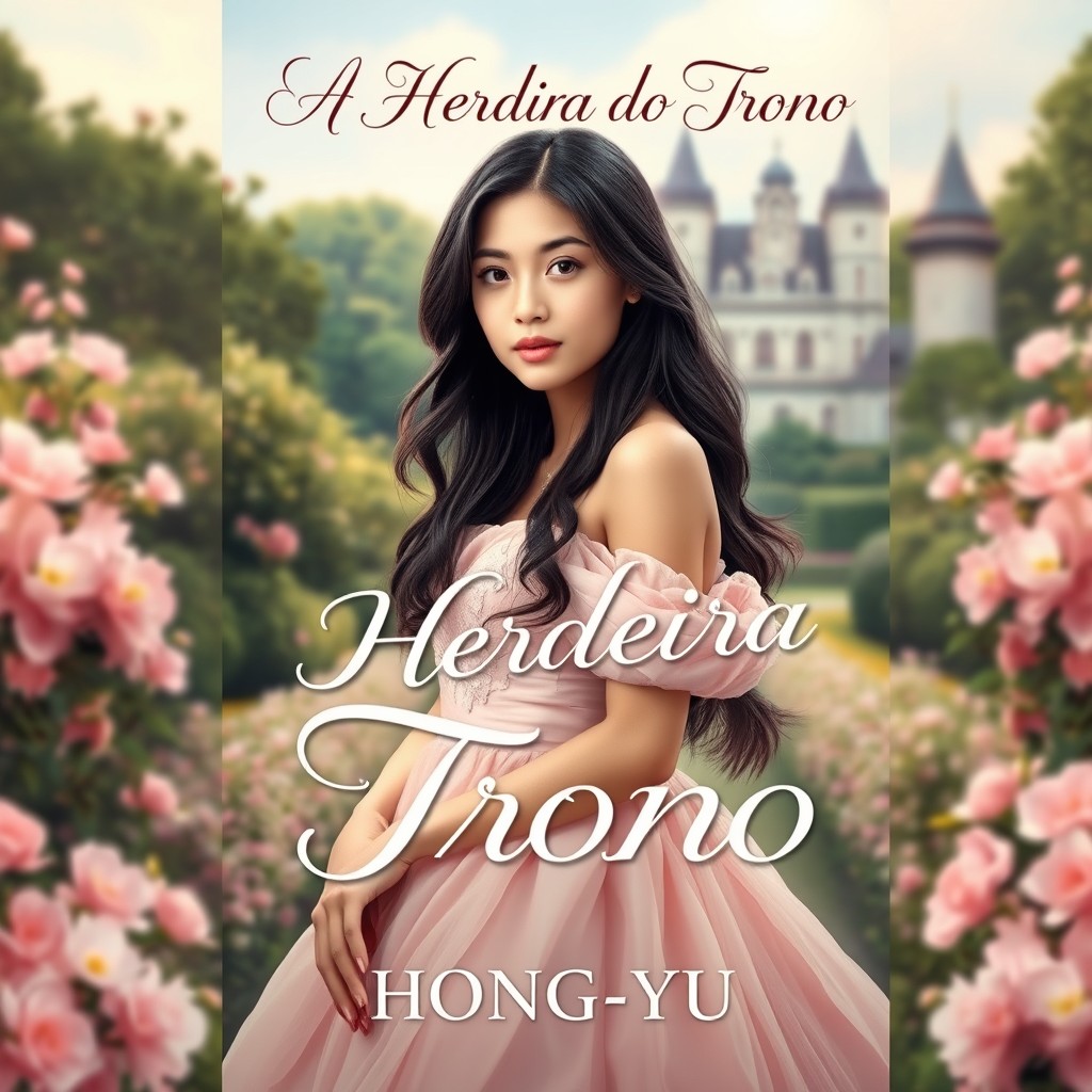 A realistic book cover for the romance novel 'A Herdeira Do Trono' by author Hong-Yu