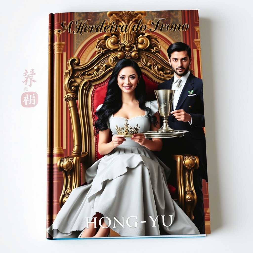 A stunning book cover for 'A Herdeira do Trono' by author Hong-Yu